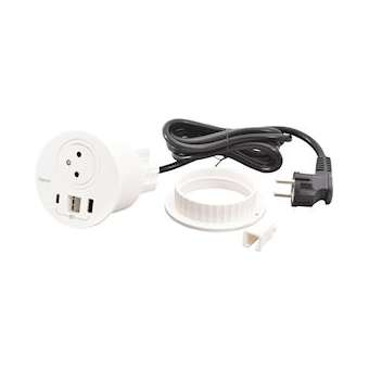 Disq80 Incara 2P+T + USB A+C + sortie de câble + cordon fiche 2P+T - blanc|Legrand-LEG654705