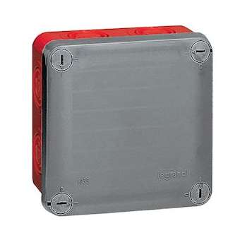 Boîte de dérivation carrée pour presse-étoupe Plexo gris/rouge - 105x105x74mm|Legrand-LEG092021