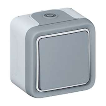 Poussoir étanche NO 10A Plexo complet IP55 saillie - gris|Legrand-LEG069720
