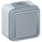 Poussoir étanche NO 10A Plexo complet IP55 saillie - gris
