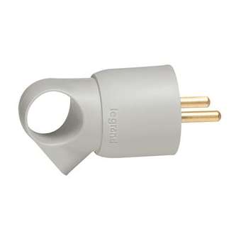 Fiche plastique 2P+T 16A à anneau - gris|Legrand-LEG050424