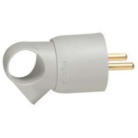Fiche plastique 2P+T 16A à anneau - gris|Legrand-LEG050424