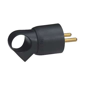 Fiche plastique 2P+T 16A à anneau - noir|Legrand-LEG050428