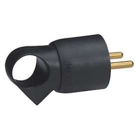Fiche plastique 2P+T 16A à anneau - noir|Legrand-LEG050428
