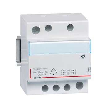 Transformateur pour sonnerie 230V vers 24V à 12V - 24VA à 18 VA - 4 modules|Legrand-LEG413093