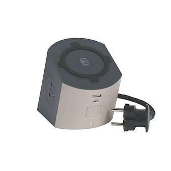 Station de charge 2x2P+T, chargeur sans fil, cordon 2m et USB A+C - taupe/gris|Legrand-LEG049402