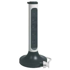 Rallonge tour 4x2P+T Surface - interrupteur, cordon 2m et parafoudre -blanc/gris|Legrand-LEG049410