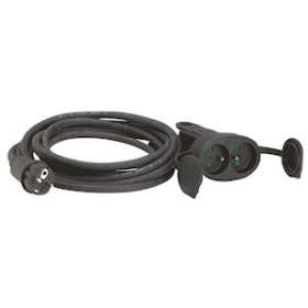 Rallonge 2P+T 16A IP44 IK08 avec double prolongateur caoutchouc et câble 5m|Legrand-LEG051629