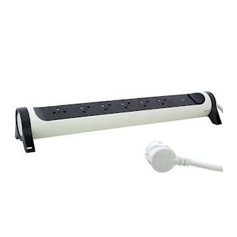 Rallonge 6x2P+T Surface avec inter, cordon 1,5m et parafoudre - blanc/gris|Legrand-LEG049419