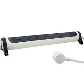 Rallonge 6x2P+T Surface avec inter, cordon 1,5m et parafoudre - blanc/gris|Legrand-LEG049419