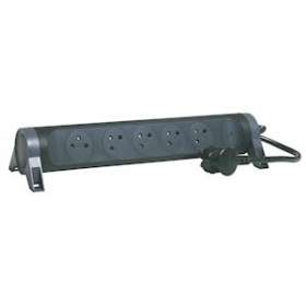 Rallonge 5x2P+T Surface avec interrupteur et cordon 1,5m 3G 1mm² - noir/gris|Legrand-LEG049452