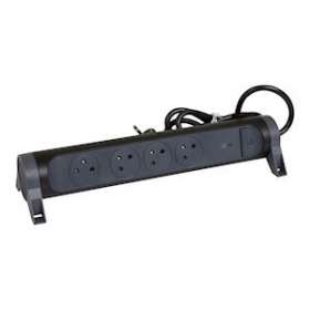 Rallonge 4x2P+T Surface avec inter, cordon 1,5m et parafoudre - noir/gris|Legrand-LEG049423
