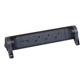 Rallonge 4x2P+T Surface avec interrupteur sans cordon - noir/gris foncé|Legrand-LEG049466