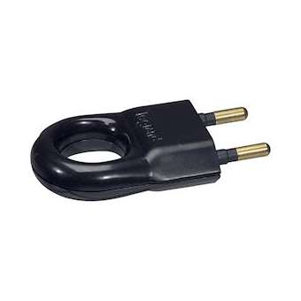 Fiche plastique 2P 6A avec anneau d'extraction - noir|Legrand-LEG050163