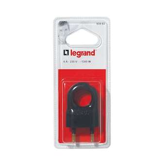 Fiche plate mâle sans terre plastique - avec anneau extraction - blister - noir|Legrand-LEG093963