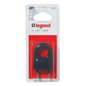 Fiche plate mâle sans terre plastique - avec anneau extraction - blister - noir|Legrand-LEG093963