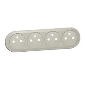 Enjoliveur Céliane quadruple prise 2P+T Surface précablée compacte - titane|Legrand-LEG068414