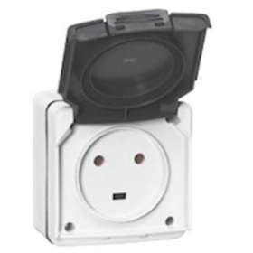 Prise étanche 2P+T 20A Plexo complet IP55 saillie - gris|Legrand-LEG091655