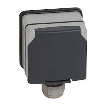 Prise de courant 3P+N+T avec éclips Plexo IP66 complet 20A 400V~ - gris|Legrand-LEG090457