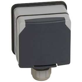 Prise de courant 3P+N+T avec éclips Plexo IP66 complet 20A 400V~ - gris|Legrand-LEG090457