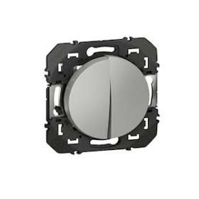 Double interrupteur ou va-et-vient dooxie 10AX 250V~ finition alu|Legrand-LEG600102
