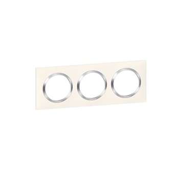 Plaque carrée dooxie 3 postes finition blanc avec bague effet chrome|Legrand-LEG600843