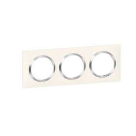 Plaque carrée dooxie 3 postes finition blanc avec bague effet chrome|Legrand-LEG600843