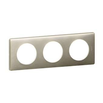 Plaque Céliane Métal 3 postes - finition Titane|Legrand-LEG068903