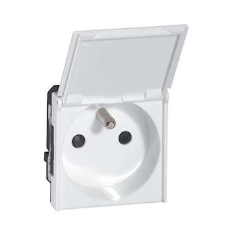 Prise 2P+T avec volet Mosaic 2 modules avec connexion bornes automatiques -blanc|Legrand-LEG077119