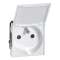 Prise 2P+T avec volet Mosaic 2 modules avec connexion bornes automatiques -blanc