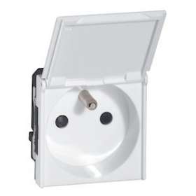 Prise 2P+T avec volet Mosaic 2 modules avec connexion bornes automatiques -blanc|Legrand-LEG077119