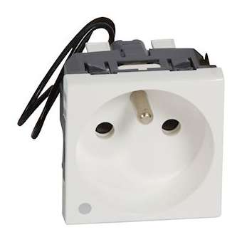 Prise de courant à voyant Mosaic - 2P+T - 2 modules - blanc antimicrobien|Legrand-LEG077112