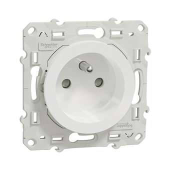 Odace prise de courant 2P+T blanc, à vis, 2 connexions rapides par pôle|Schneider Electric-SCHS520059