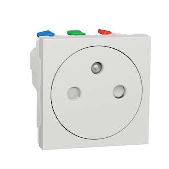 Unica - prise 2P+T - FR - 90DEG - affleurant - raccord rapide - Blanc - méca seu|Schneider Electric-SCHNU305218