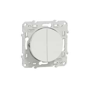 Odace, va-et-vient + va-et-vient lumineux Blanc, 10 A, à vis, LED orange 1,5 mA|Schneider Electric-SCHS520273