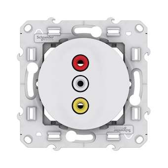 Odace - prise triple RCA Femelle - Blanc - fixation par vis|Schneider Electric-SCHS520464