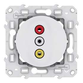 Odace - prise triple RCA Femelle - Blanc - fixation par vis|Schneider Electric-SCHS520464