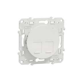 Odace, prise double RJ45 Blanc, grade 1 (téléphone + informatique) cat. 6 UTP|Schneider Electric-SCHS520485
