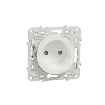 Odace, prise de courant 2P Blanc, à griffes, connexion à vis|Schneider Electric-SCHS525033