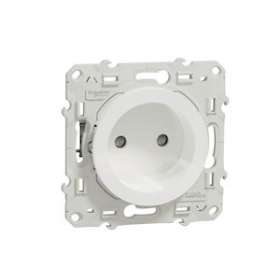 Odace, prise de courant 2P Blanc, à griffes, connexion à vis|Schneider Electric-SCHS525033