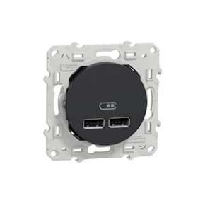 Odace - double chargeur usb 2.1 A - Anthracite|Schneider Electric-SCHS540407