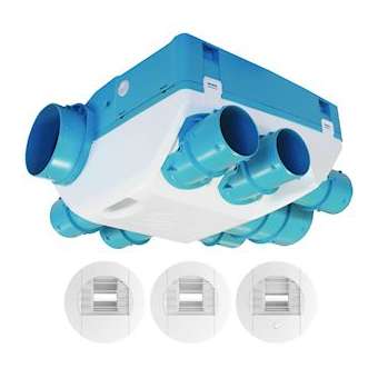 Kit VMC simple flux hygroréglable basse conso, 6 piquages bi-directionnels|S&P France ( Unelvent )-UNE604711