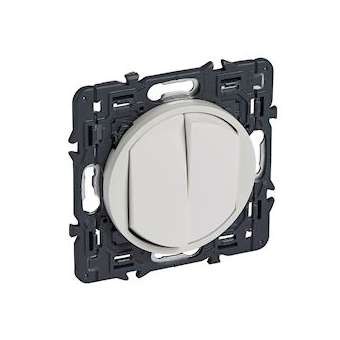 Interrupteur ou va-et-vient + poussoir inverseur Céliane enjo blanc et support|Legrand-LEG067705