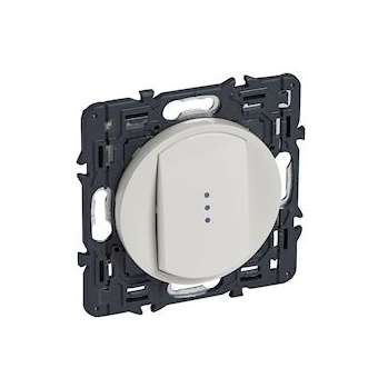 Poussoir inverseur à voyant Céliane 6A avec enjoliveur blanc et support|Legrand-LEG067733