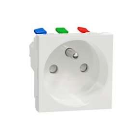 Unica - prise 2P+T - FR - 90DEG - raccord rapide traversant - Blanc - méca seul|Schneider Electric-SCHNU305918