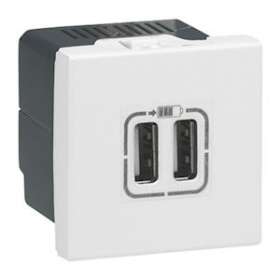 Chargeur 2 USB Type-A 2,4A 5V 12W Mosaic 2 modules 230V - blanc|Legrand-LEG077594