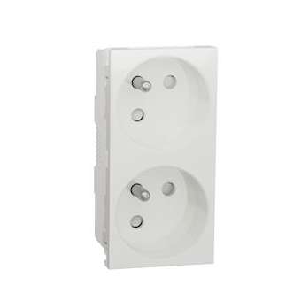 Unica - prise double 2P+T - FR - 45DEG - connexion rapide - Blanc - méca seul|Schneider Electric-SCHNU306918