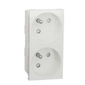 Unica - prise double 2P+T - FR - 45DEG - connexion rapide - Blanc - méca seul|Schneider Electric-SCHNU306918