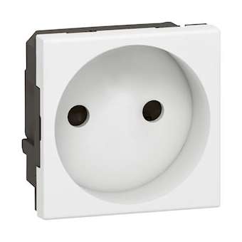 Prise de courant 2P Mosaic 2 modules avec connexion bornes automatiques - blanc|Legrand-LEG077110