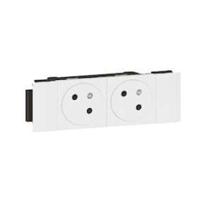 Prise 2x2P+T Surface Mosaic Soluclip pour goulotte clippage direct - blanc|Legrand-LEG077102L